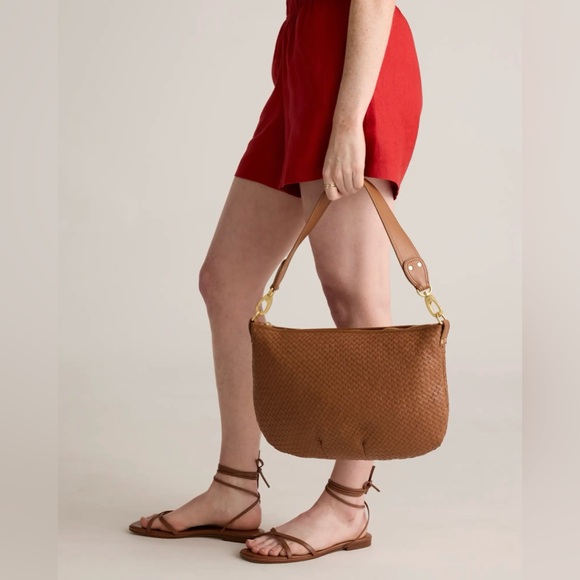 Italian Leather Convertible Crescent Handwoven Bag - Picture 2 of 6